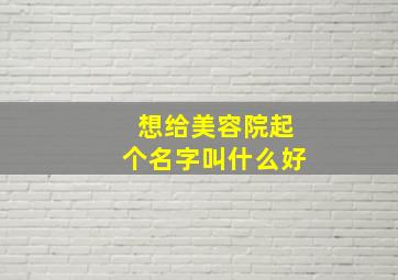 想给美容院起个名字叫什么好