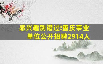 感兴趣别错过!重庆事业单位公开招聘2914人