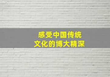 感受中国传统文化的博大精深