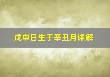 戊申日生于辛丑月详解