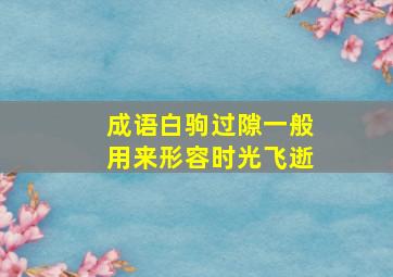 成语白驹过隙一般用来形容时光飞逝