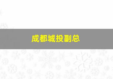 成都城投副总