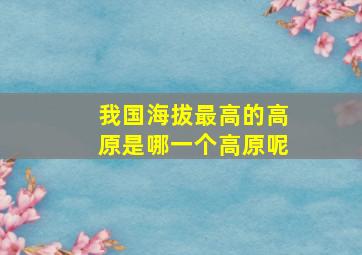 我国海拔最高的高原是哪一个高原呢