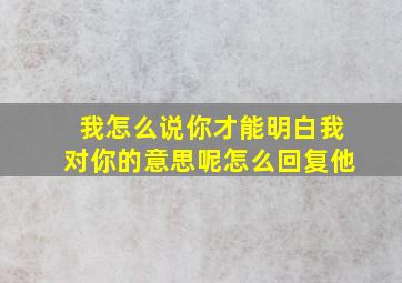 我怎么说你才能明白我对你的意思呢怎么回复他