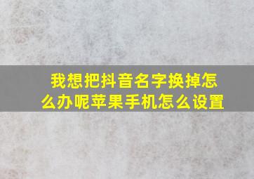 我想把抖音名字换掉怎么办呢苹果手机怎么设置