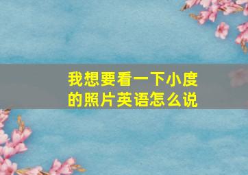 我想要看一下小度的照片英语怎么说