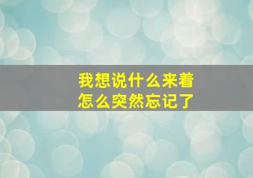 我想说什么来着怎么突然忘记了