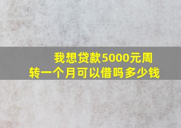 我想贷款5000元周转一个月可以借吗多少钱