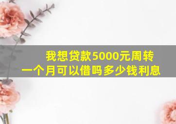 我想贷款5000元周转一个月可以借吗多少钱利息