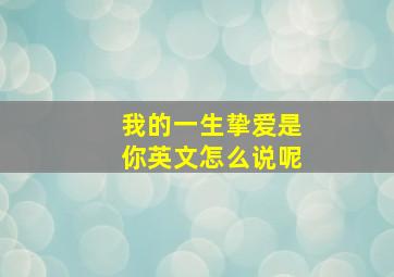 我的一生挚爱是你英文怎么说呢