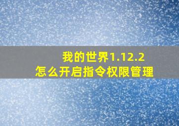 我的世界1.12.2怎么开启指令权限管理