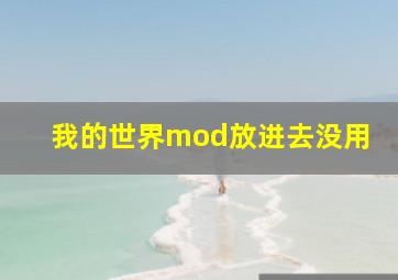 我的世界mod放进去没用