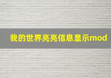 我的世界亮亮信息显示mod