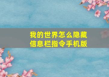 我的世界怎么隐藏信息栏指令手机版