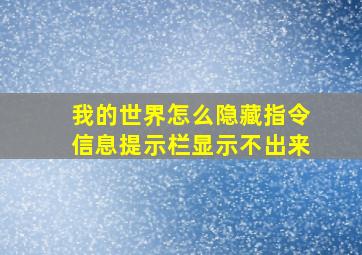 我的世界怎么隐藏指令信息提示栏显示不出来