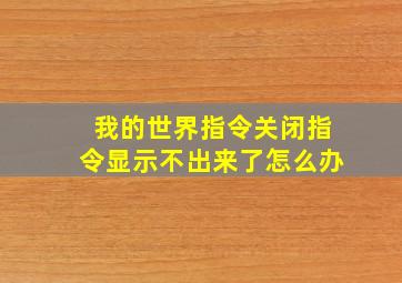 我的世界指令关闭指令显示不出来了怎么办