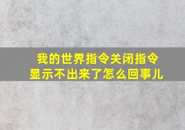 我的世界指令关闭指令显示不出来了怎么回事儿