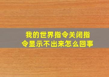 我的世界指令关闭指令显示不出来怎么回事