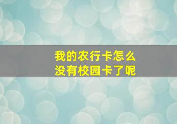 我的农行卡怎么没有校园卡了呢