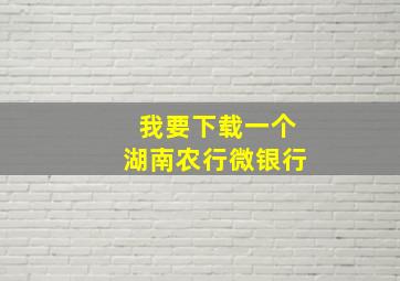 我要下载一个湖南农行微银行