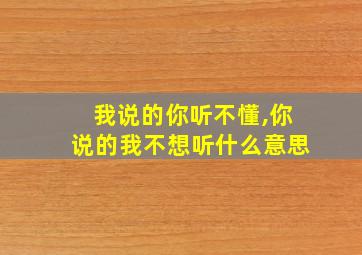 我说的你听不懂,你说的我不想听什么意思