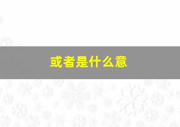 或者是什么意