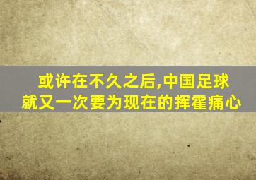 或许在不久之后,中国足球就又一次要为现在的挥霍痛心