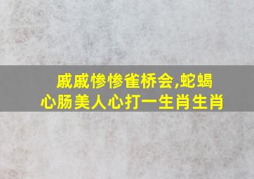 戚戚惨惨雀桥会,蛇蝎心肠美人心打一生肖生肖