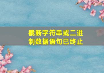 截断字符串或二进制数据语句已终止