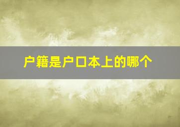 户籍是户口本上的哪个