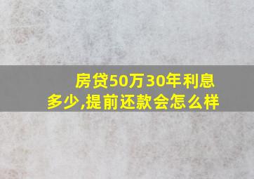 房贷50万30年利息多少,提前还款会怎么样