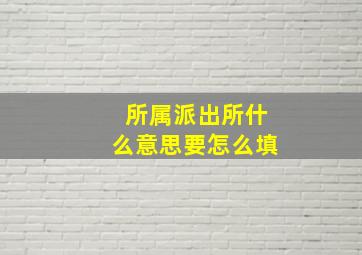 所属派出所什么意思要怎么填