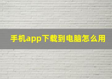 手机app下载到电脑怎么用