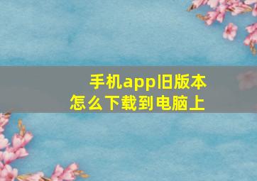 手机app旧版本怎么下载到电脑上