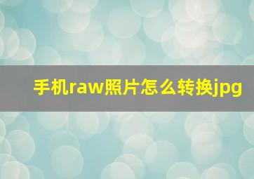 手机raw照片怎么转换jpg