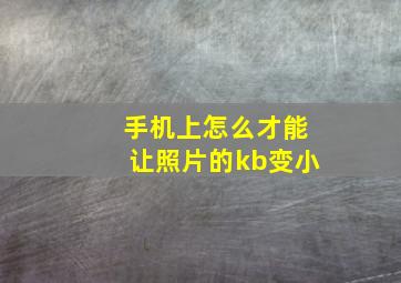 手机上怎么才能让照片的kb变小