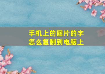 手机上的图片的字怎么复制到电脑上