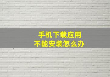 手机下载应用不能安装怎么办