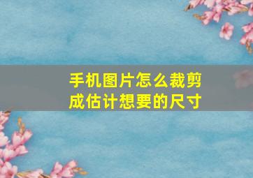 手机图片怎么裁剪成估计想要的尺寸