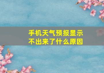 手机天气预报显示不出来了什么原因