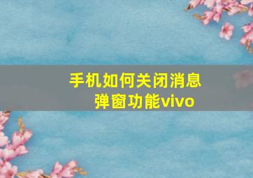 手机如何关闭消息弹窗功能vivo