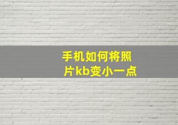 手机如何将照片kb变小一点