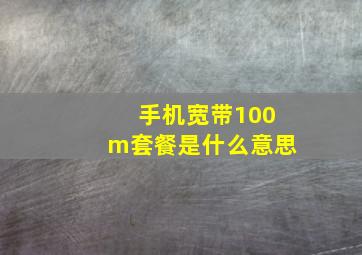 手机宽带100m套餐是什么意思