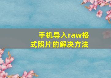 手机导入raw格式照片的解决方法