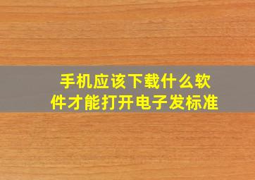 手机应该下载什么软件才能打开电子发标准