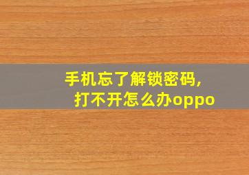 手机忘了解锁密码,打不开怎么办oppo