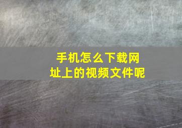 手机怎么下载网址上的视频文件呢