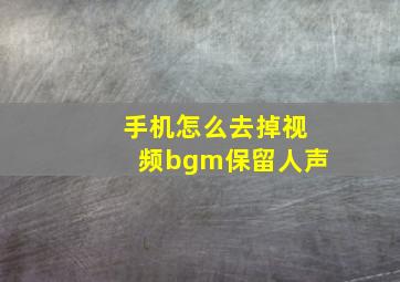 手机怎么去掉视频bgm保留人声