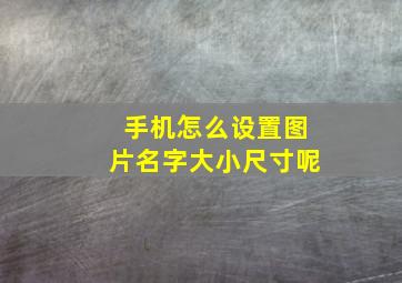 手机怎么设置图片名字大小尺寸呢