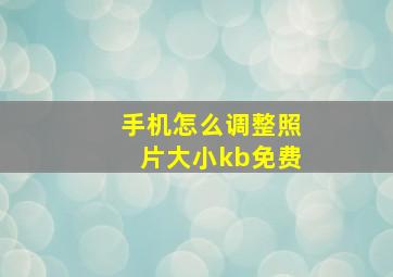 手机怎么调整照片大小kb免费